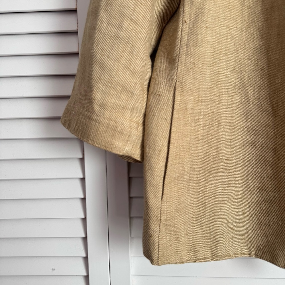 Lafayette 148 New York Linen Wooden Toggle Button Blazer Jacket Tan Beige 12 - Picture 6 of 11